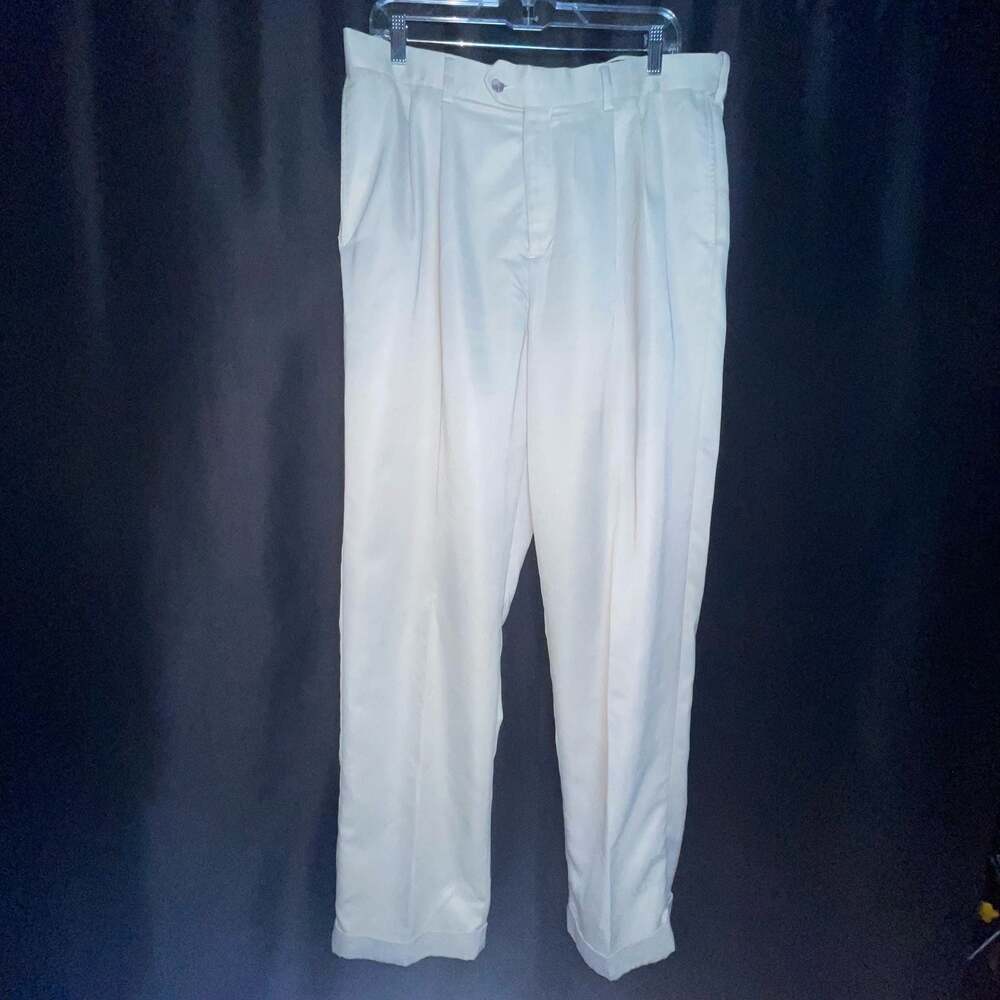 Croft & Barrow Men's Pleated Front Dress Pants Cream White 36x32